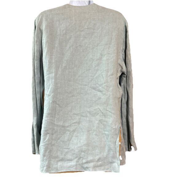 Peter Nygard Linen Shirt Sz 12 Linen Layered Button Down Long Sleeve Lagenlook - Picture 4 of 10